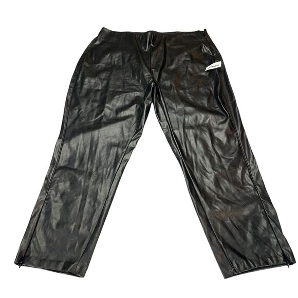 Old Navy Faux Leather Pants Womens Size 20 Black Extra High Rise Skinny Leg - Picture 1 of 16